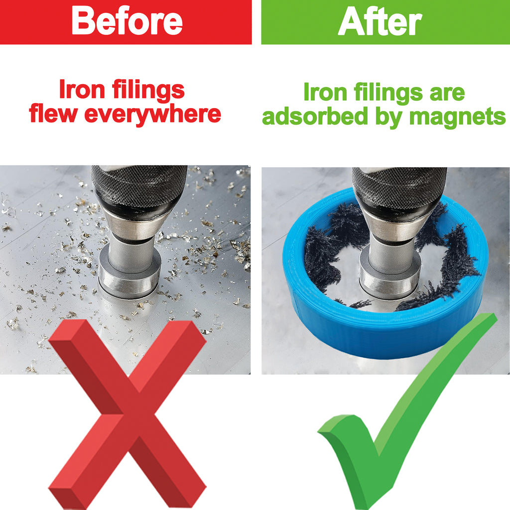 Magnetic Drill Chip Collector – 10 Neodymium Magnets | Hole Saw Accessory for Metal Drilling Safety