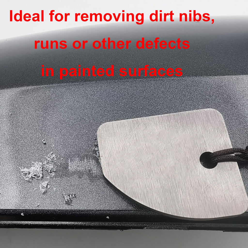 Shark Blade Denibbing Tool – Tungsten Carbide Paint Scraper | Ergonomic Design with Storage Case & Lanyard | Auto Paint Correction for Nibs, Runs & Drips