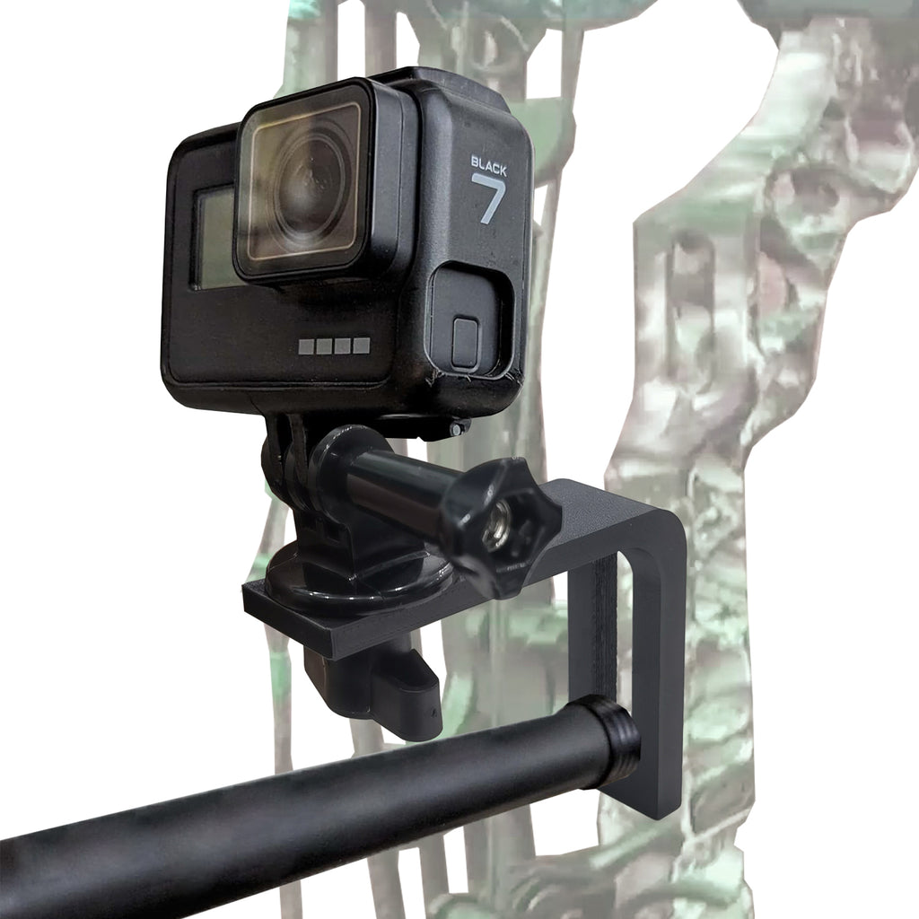 Bow Camera Mount for GoPro, Insta360 & DJI Osmo | Stabilizer Post Mount for Compound Bow | Bowhunting & Archery Action Camera Accessory