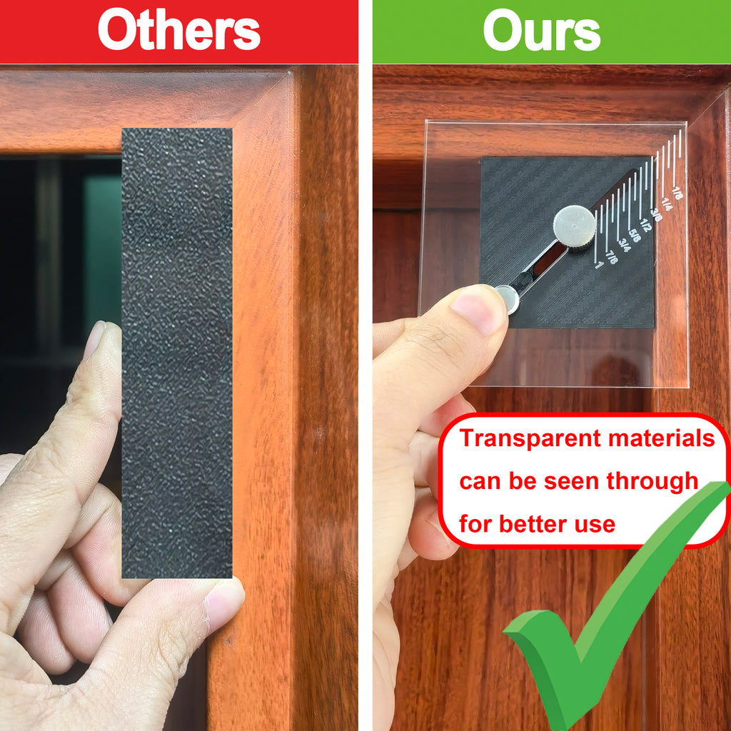 Adjustable Trim Reveal Tool – All-in-One Squaring Jig, Speed Square & Bolt Size Finder | Finish Carpentry Jamb Marking Tool, Black