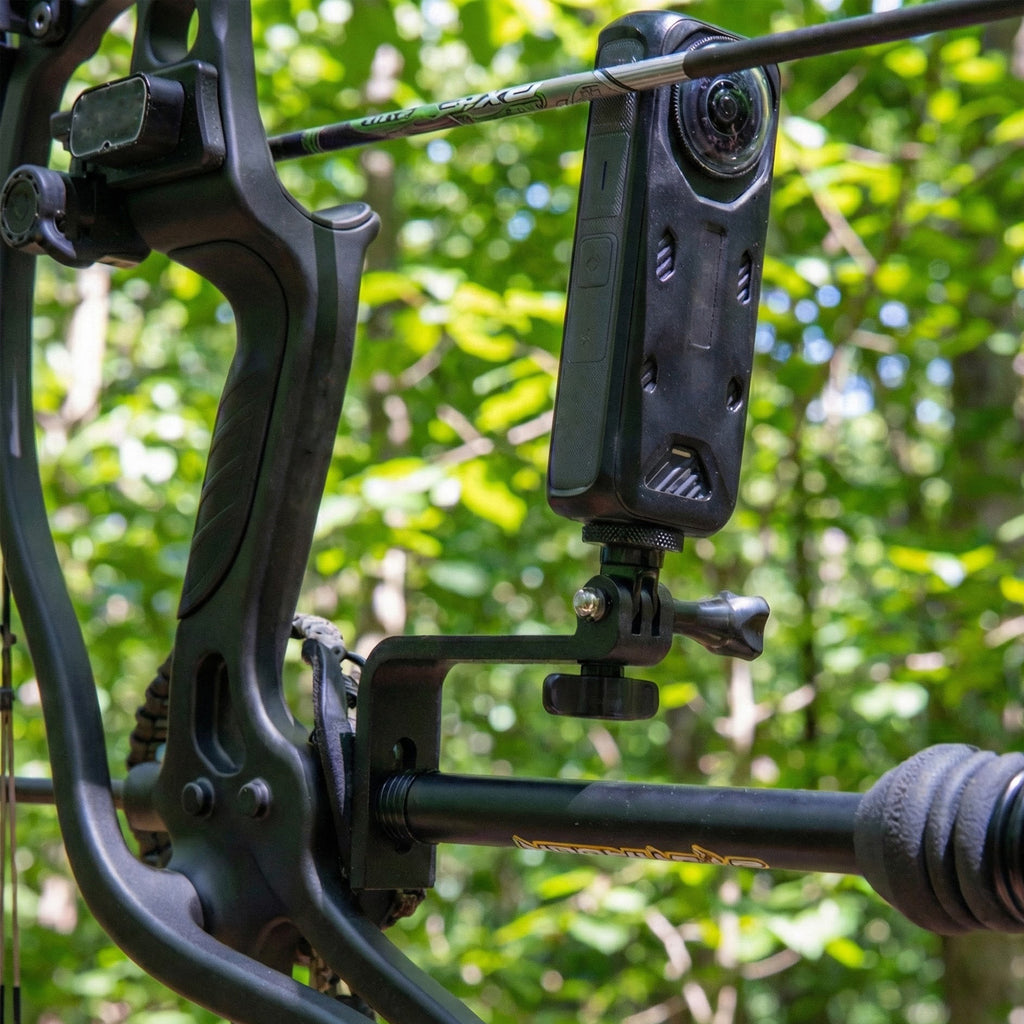 Bow Camera Mount for GoPro, Insta360 & DJI Osmo | Stabilizer Post Mount for Compound Bow | Bowhunting & Archery Action Camera Accessory