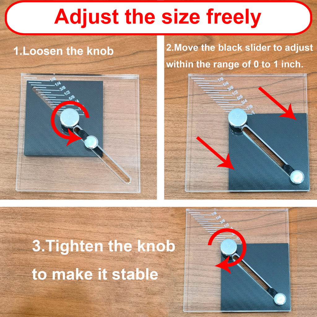 Adjustable Trim Reveal Tool – All-in-One Squaring Jig, Speed Square & Bolt Size Finder | Finish Carpentry Jamb Marking Tool, Black