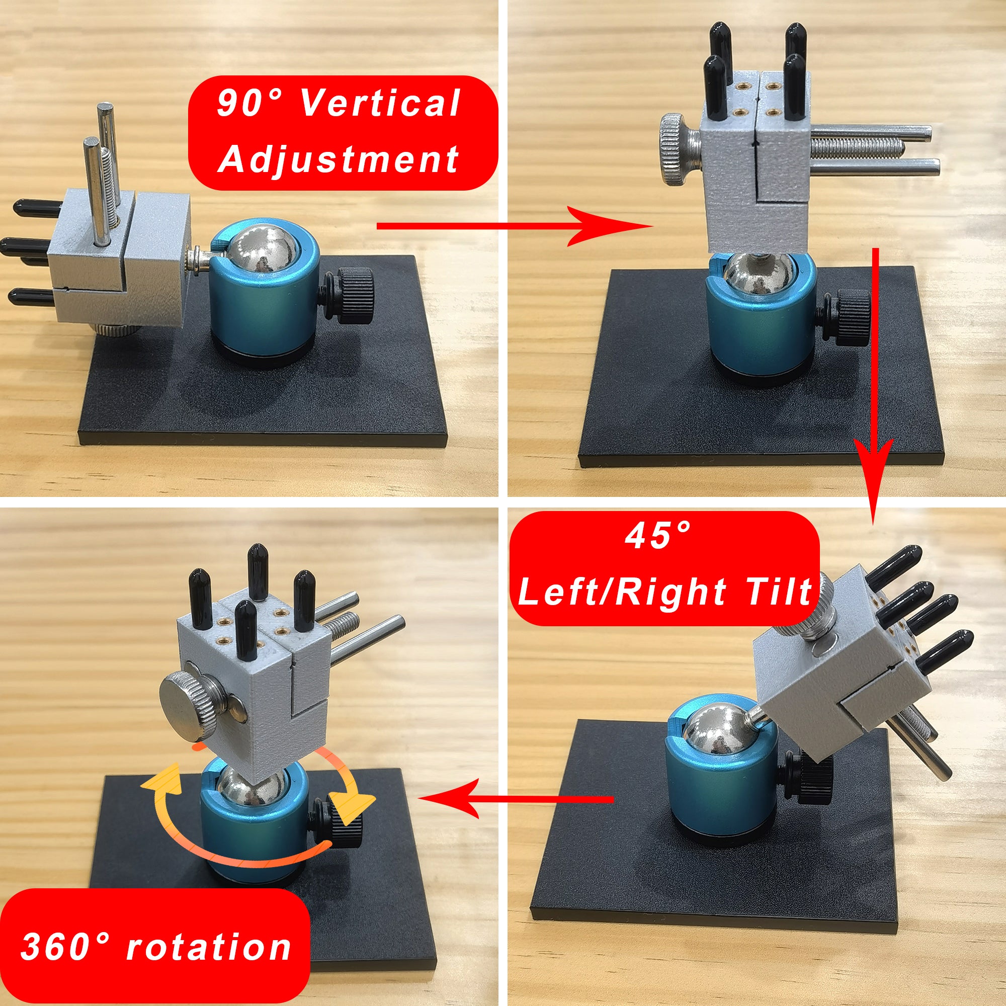 Mini Tabletop Vise with 360° Rotating Spherical Base | 4-Column Universal Bench Clamp for Irregular Shapes | Precision Tool for Gunpla, Jewelry Making & Model Building