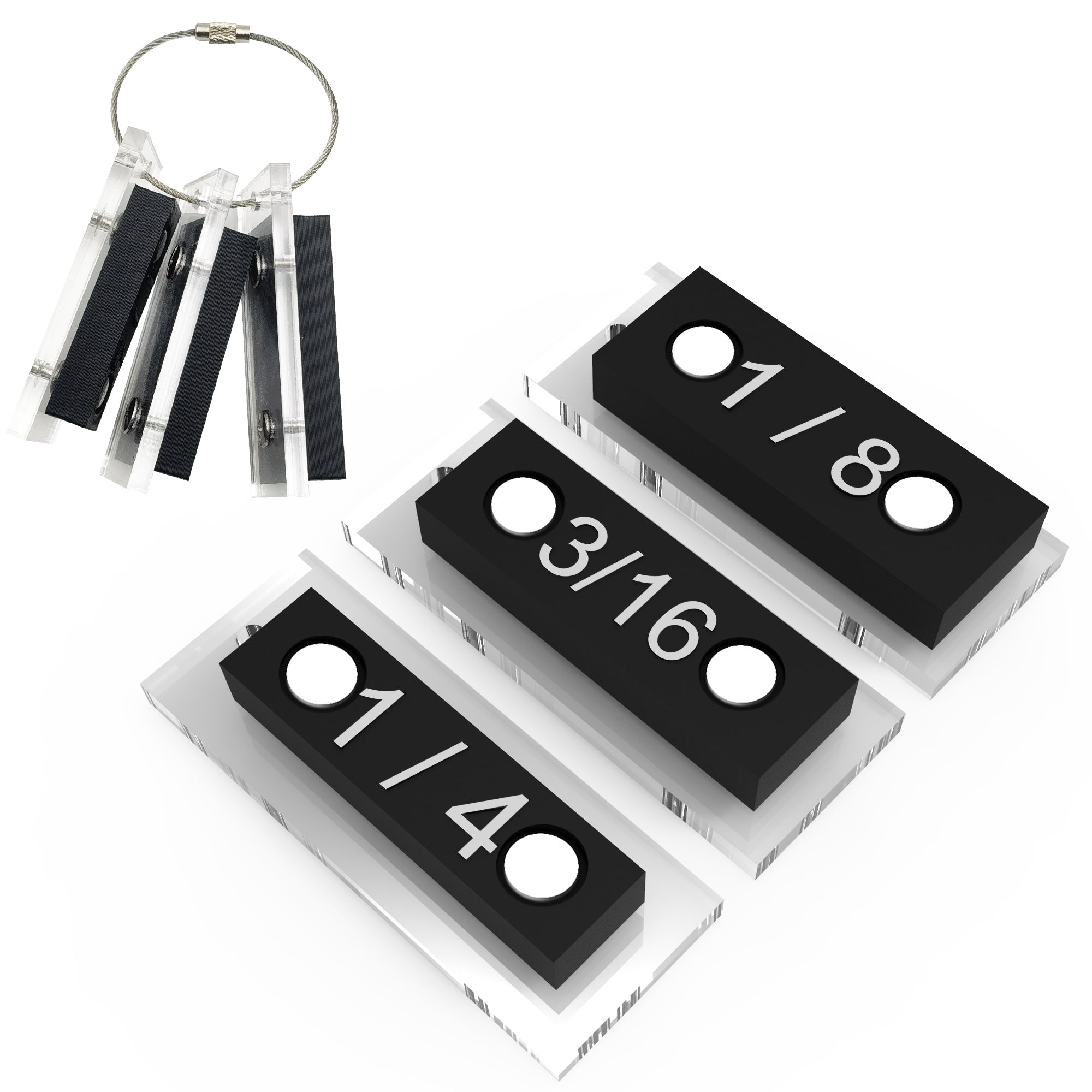 Trim Reveal Tool 3-Pack (1/4", 1/8", 3/16") with Portable Ring | Transparent Jamb Marking Gauge for Finish Carpentry & Woodworking